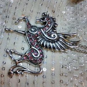 New, Silver and Purple Winged Horse